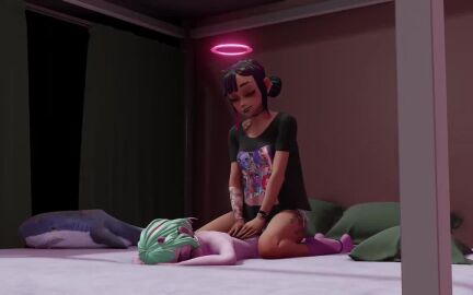 2girls 3d 3d_animation animated animation ass big_ass big_butt bigger_female female female_focus female_only giantess giantess_growth inside large_ass large_butt larger_female love_thru_poke multiple_females multiple_girls shorter_female smaller_female solo solo_female solo_focus tagme video