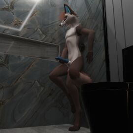 1:1 3d_(artwork) absurd_res against_surface against_wall anthro canid canine digital_media_(artwork) fluffy fox hi_res huge_filesize looking_pleasured male mammal marble_fox masturbation red_fox shower_masturbation solo tongue tongue_out true_fox vizionfox