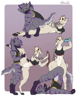 against_surface against_wall anal anthro anthro_on_anthro anthro_penetrated anthro_penetrating anthro_penetrating_anthro bodily_fluids bottle bottomless bovid canid caprine clothed clothing container digital_media_(artwork) duo ear_piercing erection exercise female female_on_top fur genitals goat goolee hi_res horn hyena knot_play male male/female male_penetrating mammal on_top penetration penis piercing pussy sex sexercise sweat tattoo vasira water water_bottle workout yeenclave_(enclave_remnant2)