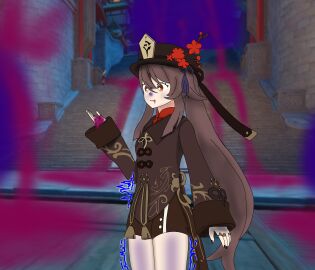 1girls blue_nose blueberry_inflation blueberry_juice female female_only genshin_impact hoyoverse hu_tao_(genshin_impact) imminent_blueberry_inflation inflation inflation_sequence light-skinned_female light_skin mihoyo northkelp sequence skin_turning_blue solo_female