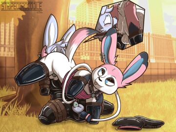 anal anal_plug anthro anus arms_bent arms_tied armwear backsack balls ballsack barefoot bennett_(abluebune) bitchsuit blue_eyes blush bodily_fluids bodysuit bondage bondage_gear bound bound_dom buttplug buttplug_insertion chastity_cage chastity_device clothing collar cuff_(restraint) dominant dominant_in_chastity dominant_male duo ear_piercing eeveelution feet femboy fence flat_chastity_cage gag gay generation_6_pokemon genital_fluids genitals lagomorph latex latex_armwear latex_clothing latex_legwear leaking_precum leather leather_cuffs leather_strap legwear leporid looking_back male male/male malesub mammal mostly_nude mutual_chastity nintendo oral outside outside_sex pallas_(cheeseuschrist) paws petplay piercing plant plug_(sex_toy) plug_insertion pokemon pokemon_(species) precum public public_exposure public_sex restrained restraints rimming ring_gag roleplay saliva saliva_on_anus saliva_string sex sex_toy sex_toy_insertion skinsuit story story_in_description straps stripedcrocodile submissive_male sylveon tail tight_clothing toes tongue tongue_out tree yaoi zipper