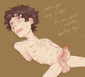 1boy abused_male amputated_arm amputee arm_amputee balls beaten beating_meat beating_off big_balls blush brown_hair caught caught_masturbating chest_hair colored ducky_the_dullard dumb green_eyes hairy_balls innocent innocent_expression jerkingoff male male_only masturbation mental_disability mental_illness mr_shrink naked naked_male nosebleed pubic_hair punishment ribs sagging_balls scolding scratch_marks scratches scuff_marks sketchy skinny_male suprised sweat sweatdrop sweating threatening threatening_violence turned_on vulnerable what whip_marks whipping_marks white_male