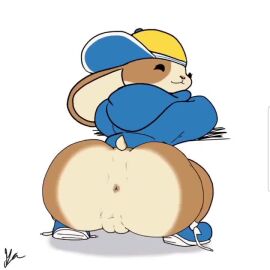 2024 absurd_res animated anthro anus ass balls big_butt bodily_fluids bottomless bottomless_female clothed clothing cockslap crouching dripping duo female gesture glans hand_gesture hat headgear headwear hi_res how_to_be_cool humanoid_genitalia interspecies looking_back male male/female mammal motion_lines non-mammal_balls out_of_frame outline peeb_(piemations) predator/prey rabbit radical reptile retracted_foreskin scalie short_tail simple_background slap sound tagme tail tiredpookii v_sign vein veiny_penis video vulva white_outline y_anus