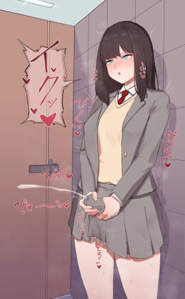 1futa 2024 ahe_gao aroused bangs blazer blush breasts breath brown_hair bulge clothed clothing collared_shirt cum cum_drip cum_through_clothes cum_through_clothing cumshot detailed_background dialogue ejaculation erection female fully_clothed futa_only futanari green_eyes grey_jacket grey_skirt human intersex japanese_text light-skinned_futa light_skin long_hair masturbation masturbation_through_clothing medium_breasts medium_penis miniskirt necktie nonflied orgasm penis pleated_skirt public public_masturbation public_restroom red_necktie rolling_eyes school_uniform schoolgirl shirt skirt skirt_tug solo standing sweat sweater text toilet_stall translation_request white_shirt yellow_sweater