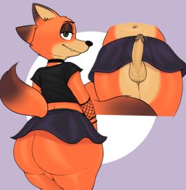 1boy 2024 anthro ass balls big_ass bubble_ass bubble_butt chipchell choker clothing disney fat_ass femboy fishnet_armwear fishnets fox goth large_ass looking_at_viewer looking_back male male_only nick_wilde no_panties penis shirt skirt solo thick_ass thick_thighs thighs wide_hips zootopia