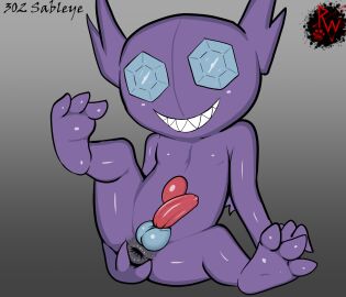 anus ass balls blue_balls digital_media_(artwork) erection feet generation_3_pokemon genitals ghost grin hi_res humanoid looking_at_viewer male monster nintendo non-human_only penis pokemon pokemon_(species) presenting puffy_anus raised_leg rapistwerewolf sableye simple_background sitting smile soles solo spirit spread_anus spreading teeth toes toony_face