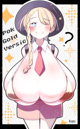1girls big_breasts blonde_hair breasts creatures_(company) female gamefreak huge_breasts kuuyu large_breasts naranja_academy_school_uniform nintendo original original_character original_character_(pokemon) pokemon shortstack solo unnamed_character