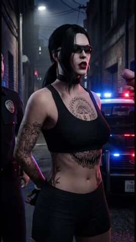 ai ai_assisted ai_generated arrested black_hair blowjob cassie_miller handcuffed handcuffs nopixel ponytail slutty_female tagme video