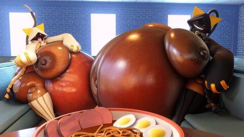 2girls 3d aged_up breasts cghonk fat fat_female female female_only huge_belly huge_breasts multiple_females multiple_girls obese obese_female overweight tagme taokaka thick_thighs torakaka veiny_belly