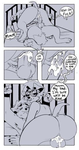 4_panel_comic angelbite_piercing anthro anthro_on_anthro anthro_penetrated anthro_penetrating anthro_penetrating_anthro anus ass balls beagle beard bed bedroom_eyes binder_(restraint) blep bodily_fluids bottomless bottomless_anthro bottomless_cuntboy bottomless_intersex canid canine canis clothed clothing cowgirl_position cum cum_in_pussy cum_inside cumshot cuntboy cuntboy/male cuntboy_penetrated dialogue domestic_dog dominant dominant_anthro dominant_cuntboy dominant_intersex ear_piercing ejaculation english_text erection eyewear facial_hair facial_piercing female from_front_position furniture gauged_ear genital_fluids genitals gin_(sparkibarki) glasses greyscale half-closed_eyes heart_symbol humanoid_genitalia humanoid_penis humanoid_pussy hunting_dog hyena intersex intersex/male intersex_penetrated lip_piercing looking_pleasured lying lying_on_bed male male_penetrating male_penetrating_cuntboy male_penetrating_intersex mammal monochrome narrowed_eyes nude on_back on_bed on_bottom on_top orgasm orson_(sparkibarki) pawpads paws penetration penile penile_penetration penis penis_in_pussy piercing pussy restraints scent_hound seductive sex smile smirk smug smug_face snakebite_piercing sparkibarki speech_bubble stud_piercing submissive submissive_anthro submissive_male text tongue tongue_out vaginal_penetration wrists_tied