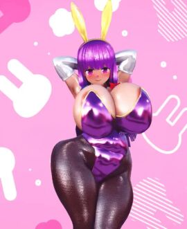 1girls 2_phut_hon 3d animated areola_slip black_pantyhose bouncing_breasts breasts female harimau_mmd2 huge_breasts long_hair looking_at_viewer loop me!me!me!_dance mmd mp4 no_sound patchouli_knowledge pink_background playboy_bunny purple_eyes purple_hair purple_leotard rabbit_ears sidelocks solo tagme touhou video