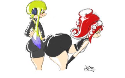 1futa 1girls agent_3_(splatoon) artist_name ass ass_focus assjob bending_forward bending_over bent_over big_ass big_bulge boner boner_in_pants boner_under_clothes booty_shorts bulge bulge_through_clothing buttjob buttjob_over_clothes cephalopod cephalopod_humanoid clothed cock cock_on_butt colored coryhen_(artist) dry_humping erection_under_clothes erection_under_clothing fat_ass female flustered futa_on_female futanari green_hair headphones huge_ass huge_bulge inkling inkling_futa inkling_girl intersex octarian octoling octoling_girl octoling_rival octopus penis penis_on_ass precum red_hair rendered self_upload shorts splatoon squid suction_cup teasing tentacle tentacle_hair tenting