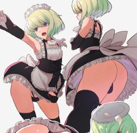 androgynous ass big_ass bob_cut bulge crossdressing femboy kyatama_land lio_fotia maid_headdress maid_outfit male promare short_hair twink