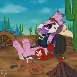 4_toes anthro barefoot black_nose bondage bound dipodid echidna fang_the_hunter fang_the_sniper feet foot_fetish foot_focus fur glifer group hi_res humanoid_feet jerboa knuckles_the_echidna male male/male male_only mammal monotreme open_mouth oral_vore pink_body pink_fur plantigrade purple_body purple_fur purple_tail red_body red_fur red_tail restraints rodent rope rope_bondage sega size_difference soles sonic_(series) sonic_the_hedgehog_(series) tail toes trio vore white_body white_fur