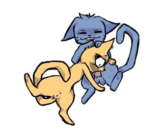 anus balls blue_body blue_fur closed_eyes duo eyelashes felid feline fellatio female feral fur genitals hand_on_head hi_res looking_at_genitalia looking_at_penis male male/female mammal oral penile penis pussy questionable_consent sex stracciatellasauce tail tongue tongue_out x-ray_vision yellow_body yellow_fur