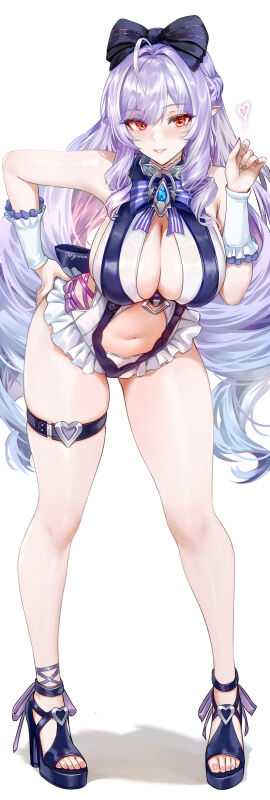 1girls breasts exposed_breasts female hoyoverse legs long_hair mihoyo official_alternate_costume purple_hair red_eyes swimsuit vivian_banshee vivian_banshee_(iris_of_the_shore) white_swimsuit zenless_zone_zero