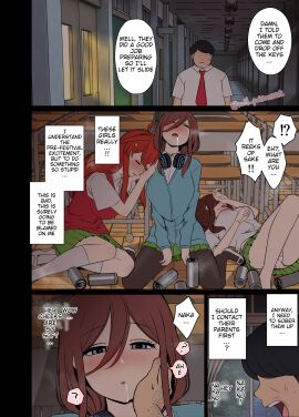 1boy 3girls breasts brown_hair dokuneko_noil drunk english_text fat_male female go-toubun_no_hanayome imminent_sex male multiple_females multiple_girls nakano_itsuki nakano_miku orgy red_hair room school school_uniform schoolgirl sleeping teacher