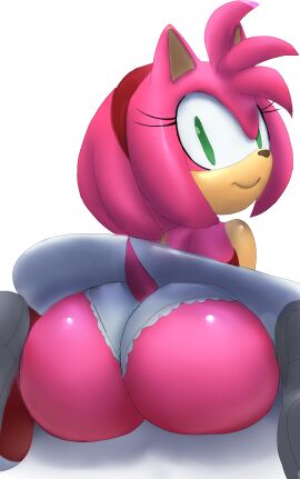 aerosin amy_rose ass fat_ass female female_focus female_only furry furry_female hedgehog_girl panties presenting_hindquarters sega simple_background solo sonic_(series) white_background white_panties