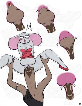 anthro big_ears black_clothing black_dress blue_eyes blush breasts cervix closed_eyes clothing cobra cunnilingus dress duo female female_prey footwear forked_tongue fur genitals grey_body grey_fur head_in_pussy hi_res ketsup larger_female mammal mouse murid murine oral pussy red_clothing red_dress red_footwear red_shoes reptile rodent scalie sex shoes size_difference smaller_female snake stomach_bulge tongue unbirthing vaginal_penetration vore