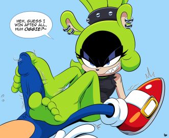 1boy 1girls 2024 5_toes afrosoricid anthro barefoot big_feet blue_eyes bottomless bottomless_anthro bottomless_female clothed clothing deepcreases dialogue enemies_having_sex english_text eulipotyphlan feet female foot_fetish foot_play footjob footwear footwear_only foreskin foreskin_play fur genitals green_body green_fur grin hedgehog hi_res humanoid_feet humanoid_genitalia humanoid_penis idw_publishing male male/female mammal mostly_nude penis plantigrade sega sex sharp_teeth shoes shoes_only smile smug soles sonic_(series) sonic_the_hedgehog sonic_the_hedgehog_(comics) sonic_the_hedgehog_(idw) sonic_the_hedgehog_(series) surge_the_tenrec teeth tenrec text toe_in_foreskin toes uncircumcised vein veiny_penis