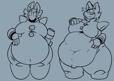 anthro bbw deltarune fat female female_only monochrome overweight_female tagme tasque_manager_(deltarune) winterfell54667