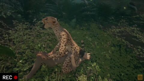3d_render adeptussteve animated anthro anthro_female anthro_on_human cunnilingus eating_pussy facesitting furry furry_female leapord pussy_juice_string pussy_licking tagme video wildlife_(video_game)