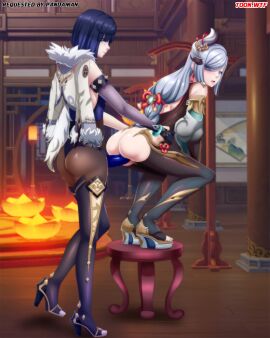 2girls bbmbbf doggy_style female female/female female_only from_behind fucked_from_behind genshin_impact lesbian lesbian_sex palcomix penetration_from_behind pussy sex_from_behind shenhe_(genshin_impact) squatting strap-on strapon tagme taken_from_behind toon.wtf vaginal_insertion vaginal_penetration yelan_(genshin_impact) yuri