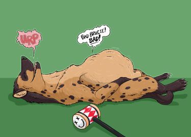 2025 after_vore animal_genitalia batman_(series) belly big_belly burping claws closed_eyes dc dc_comics dialogue english_text female female_prey feral feral_pred fully_inside fully_sheathed fur genitals green_background hammer harley_quinn hi_res human_prey hyena lying male male_feral male_pred mammal markings on_back semi-anthro sheath short_tail simple_background solo solo_feral speech_bubble spots spotted_body spotted_fur stomach_bulge strega tail talking_to_pred tan_body tan_fur text tools vore