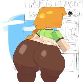 1girls alex_(minecraft) ass ass_cleavage ass_focus big_ass bubble_ass bubble_butt caked_up chubby female massive_ass minecraft novacartridge_(artist) plump_ass thick_thighs villager_(minecraft)