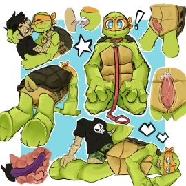 2boys anal anal_sex anthro anthro_penetrated black_hair blue_eyes cloaca cloacal_penis clothed clothed_sex collar dildo dominant_male drool_string drooling fishnets gay gay_domination green_skin human human_on_anthro human_on_humanoid leash leash_and_collar making_out male male/male male_only male_penetrating_male michelangelo michelangelo_(tmnt) original_character penis petplay precum precum_drip prostate_stimulation scars scars_on_arm self_harm_scars sex_toy sketch sketch_page strap-on strapon submissive_male sweat sweatdrop teenage_mutant_ninja_turtles tongue turtle_shell x-ray_view yaoi