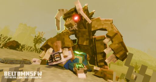 1boy 1girls 3d beltomnsfw big_breasts big_penis blender blender_(software) blender_eevee blue_eyes breasts brown_hair claws crossover deathclaw defeated defeated_heroine detailed_background elli_(beltomnsfw) erect_penis fallout fallout_(series) female glasses glasses_on_head glowing_body glowing_eyes gun horns horny_female male male_deathclaw_(fallout) mine-imator minecraft monster monster_cock monster_rape penis pip-boy red_eyes sex spread_legs square_head tagme teeth vault_suit