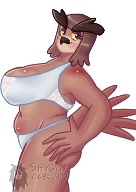 anthro bbw bird bra chubby chubby_female doodledox female lingerie lingerie_only owl shyguycabeludo