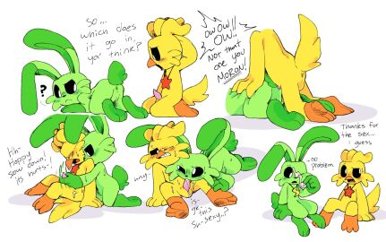 after_sex anal anal_sex anthro anthro_on_anthro anthro_only anus ass ass_to_mouth avian bird bunny chicken critters_(poppy_playtime) defloration dialogue domestic_rabbit duo english_text fellatio female female_anthro female_penetrated furry_only galliform gallus gallus_(genus) genitals green_body green_fur green_skin handjob hi_res hoppy_hopscotch hoppy_hopscotch_(poppy_playtime) kickinchicken kickinchicken_(poppy_playtime) lagomorph leporid male male/female male_anthro male_penetrating male_penetrating_female mammal mob_entertainment no_humans oral pachi_rizuu penetration penile penile_penetration penis penis_in_ass phasianid poppy_playtime poppy_playtime_(chapter_3) pussy rabbit sex smiling_critters text yellow_body yellow_fur yellow_skin