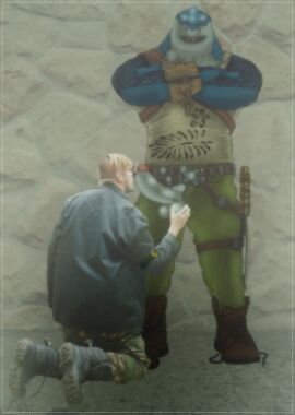 absurd_res anthro balls bodily_fluids dc dc_comics duo erection fellatio fish gay genital_fluids genitals hi_res human humanoid king_shark male male/male mammal marine oral penile penis photo_manipulation photography_(artwork) precum sex shark talpimado testicles uncensored wanderer1988 yaoi