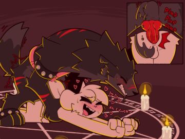 4:3 anal anal_sex animal_genitalia animal_penis anklet anthro armband balls balls_slap balls_touching big_penis black_body blush candle canid canid_demon canine canine_genitalia canine_penis closed_eyes demon digitigrade_paws doggy_style duo from_behind_position genitals hair heart_symbol hellhound jewelry knot legband looking_pleasured male male/male mammal markings mouse murid murine mythological_canine mythological_creature mythology open_mouth open_smile penetration penis red_markings reggie_(whygena) rodent rough_anal rough_sex sex slap smile spiked_anklet spiked_armband spiked_legband spikes summoning_circle tail_wrapped_around_body white_body white_hair whygena