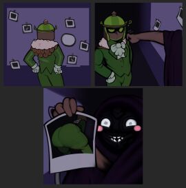 2boys 2femboys alduinafterdark alduingijinka ass ass_focus ass_slap ass_smack big_ass big_ass_(male) big_butt blush blushing_male bottom_heavy bottom_heavy_male bum_b._licious cloak confsued dio_kinkz femboy green_eyes helmet huge_ass huge_butt look_outside lyle_(look_outside) male male/male male_only photo photograph polaroid presenting presenting_photo voyeur voyeurism wide_hips