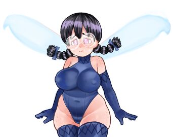 1girls 2024 2x alternate_costume belly belly_button big_breasts black_hair blue_one-piece_swimsuit blue_swimsuit blush breasts chubby chubby_female clothed clothing cosplay elbow_gloves european_mythology fairy female female_only glasses kirby_(series) large_breasts leotard monster monster_girl mythology nintendo nipple_bulge one-piece_swimsuit pixie_(megami_tensei) pixie_(megami_tensei)_(cosplay) png purple_eyes queen_ripple shy solo standing swimsuit thick thick_thighs tight_clothing twin_braids white_background
