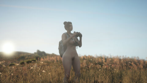 1girls 3d backpack backpack_only binoculars brown_hair bush bushy_pubes camera casual completely_naked completely_nude female female_focus female_only glasses glasses_on_head grand_theft_auto_online grand_theft_auto_v hair_bun human kemikarugaru looking_away naked naked_female nature nature_background naturist nipples nude nude_female nudism nudist nudity outdoor_nudity outdoors outside pubic_hair red_lipstick solo sun sun_glare thick_thighs thin_waist tinted_eyewear tinted_glasses