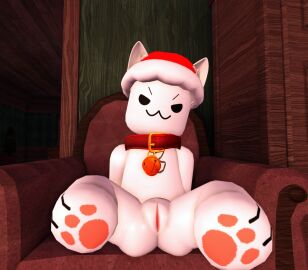1girls 2024 3d christmas_hat collar doors_(roblox) female furry furry_ears looking_at_viewer no_panties pawpads presenting presenting_pussy pussy request roblox roblox_avatar roblox_game roblox_rthro robloxian self_upload solo_focus spread_legs spreading tagme tpaktop white_body