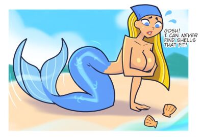 big_breasts bimbo blonde_female blonde_hair breasts inconvenient_breasts lindsay_(tdi) mermaid mermaid_girl mermaid_suit mermaid_tail sexy_struggle shells too_big_for_clothing too_small_clothes total_drama_(series) total_drama_island undersized_clothes undersized_clothing wardrobe_malfunction