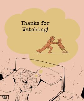 5:6 absurd_res amputee anthro anus bed canid canine comic cross_fox disability dream end_page fox furniture genitals hi_res male male/male mammal nude obrien_(artist) penis procyonid quadruple_amputee raccoon red_fox ristin scar striped_genitalia striped_penis stripes submissive submissive_male text thought_bubble true_fox