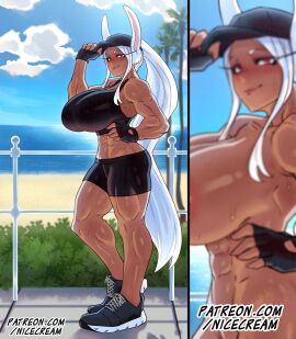 1girls dark-skinned_female dark_skin female looking_at_viewer miruko my_hero_academia nicecream rumi_usagiyama tagme voluptuous