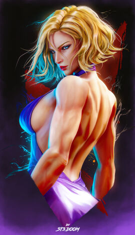 1girls ass athletic athletic_female back back_view big_breasts blonde_hair blue_eyes breasts female female_only looking_at_viewer nina_williams sideboob st3doom tekken tekken_8