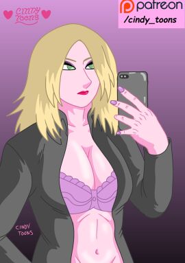 blonde_female blonde_hair bra breasts cindy_toons female green_eyes lingerie mexican mexican_comic mexican_female mexican_girl original original_character original_characters selfie