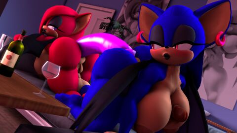2futas 3d anal anal_insertion anal_sex animal_genitalia animal_penis dildo dildo_in_ass double_dildo futa_on_futa futa_only futanari incest intersex mobian_(species) original_character penis sex_toy sonic_(series) valencia_the_bat valentina_the_bat zoothen