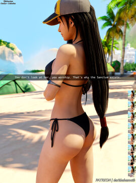 3d 3d_(artwork) ass beach bikini darkbahamuth female final_fantasy final_fantasy_vii fit fit_female fitness pinup sfw slender_waist tifa_lockhart