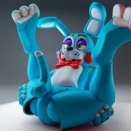1:1 3_toes 3d absurd_res animatronic anthro ass balls bedroom_eyes blender_(artwork) bow_tie buckteeth chromatic_aberration digital_media_(artwork) digitigrade feet five_nights_at_freddy's five_nights_at_freddy's_2 genitals green_eyes hi_res humanoid_genitalia humanoid_penis lagomorph legs_up leporid lying machine male mammal narrowed_eyes on_back open_mouth penis presenting presenting_balls presenting_hindquarters presenting_penis rabbit red_bow_tie robot robot_anthro scottgames seductive solo solo_male spread_legs spreading teeth thick_thighs toes toy_bonnie_(fnaf) vincead watermark