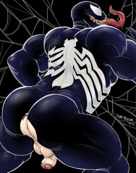 1boy absurd_res alien alternate_version_at_source anus ass balls big_ass big_butt digital_media_(artwork) dudebulge exposed_butt genitals hi_res human humanoid humanoid_genitalia humanoid_penis long_tongue male male_only mammal marvel marvel_comics muscular muscular_male nude penis rear_view solo spider-man_(series) spider_web symbiote tongue tongue_out venom_(marvel)