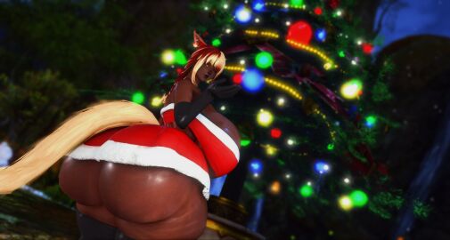 1girls 3d ass ass_focus blonde_hair breasts cat_ears cat_girl cat_tail catgirl christmas christmas_2024 christmas_outfit dark-skinned_female dark_skin female female_only final_fantasy final_fantasy_xiv gpose_(ffxiv) huge_ass huge_breasts hyper hyper_ass hyper_breasts leothiccposting miqo'te original_character red_highlights shiny_ass shiny_skin solo_focus square_enix thick_thighs yellow_eyes