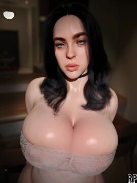 3d 3d_animation 3d_model ai_animation animated areolae big_areola big_breasts big_lips billie_eilish bimbo_lips blue_eyes boxxydoxxy celebrity choker collar female female_only huge_breasts large_breasts light-skinned_female looking_at_viewer pale-skinned_female pov rude_frog tagme translucent_clothing video visible_nipples